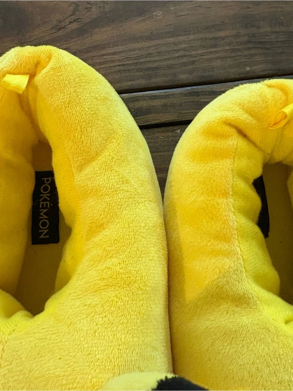 Pokemon Pikachu Plush Kids Slippers in Yellow and Black with Red Cheeks